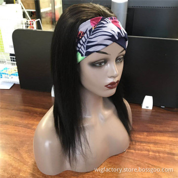 Bone Straight Human Hair Lace Wig Machine Made Headband,Glueless Human Hair Wigs For Black Women,180 Density Straight Headband W